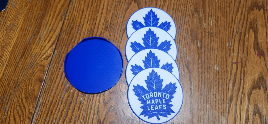 toronto maple leafs coasters by sean's crazy customs household house models hockey stackable 3d print model - Mito3D