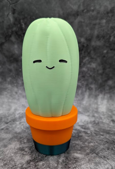 happy cactus by angry-p1p miniatures plant decor decoration pot 3d print model - Mito3D