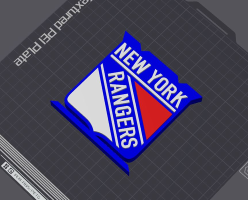 york rangers logo table supporter by 5kyrunn3r art panneaux logos hockey glace lnh nationale ligue signe madison carré jardin amérique etats unis ville stanley tasse canada as ams prêt 3d print model - Mito3D