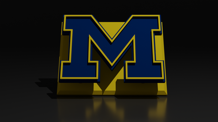 ncaa universidad of michigan glotones flotante logo firmar by diseños hangar arte señales logos fútbol deportes multicolor 3d print model - Mito3D