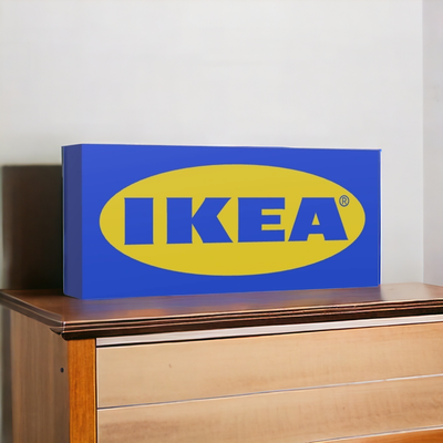 ikea logo luce scatola by minestra 3d domestico arredamento lightbox mobili marca guidato lampada blu 3d print model - Mito3D