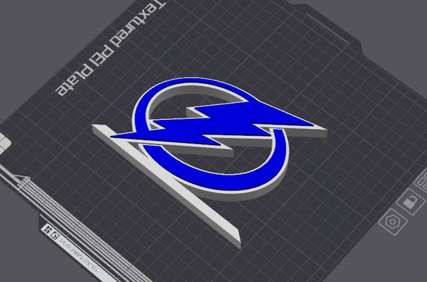 tampa bay lightning logo table stand by 5kyrunn3r art signs & logos national hockey league nhl eishockey icehockey ice sign florida america usa eastern conference ams ready 3d print model - Mito3D