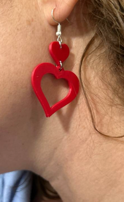 double heart earrings by 3dfashionfreak fashion 3d print model - Mito3D