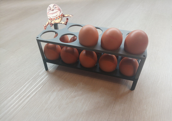 stackable egg holder - old version by nivenante household house models kitchen shelf fridge refrigerator tray eggs size kuehlschrankeinsatz kuehlschrank stackablecontainer eier inlay eggcup eggholder eggstand place kueche bigger eieraufbewahrung eierbecher expanded stackabletray 3d print model - Mito3D