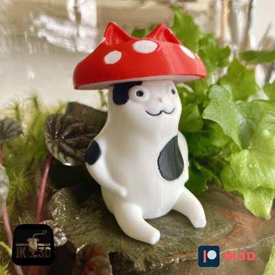 niedlich katze pilz hut no unterstützt by ik3digital haushalt dekor kätzchen figur zuhause haus terrarium dekoration pflanzen zubehör 3d print model - Mito3D