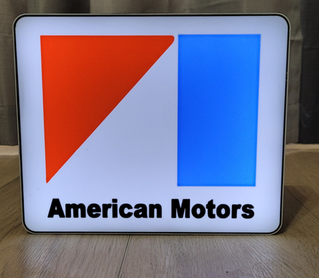 amerikanisch motoren logo led licht box ams bereit by nostalgische drucke kunst zeichen logos amc adler wagen gremlin matador rebell maschine bambu bambus geist amerika botschafter amx speer enthusiast facebook instagram hornisse klassisch 401 360 unternehmen 3d print model - Mito3D