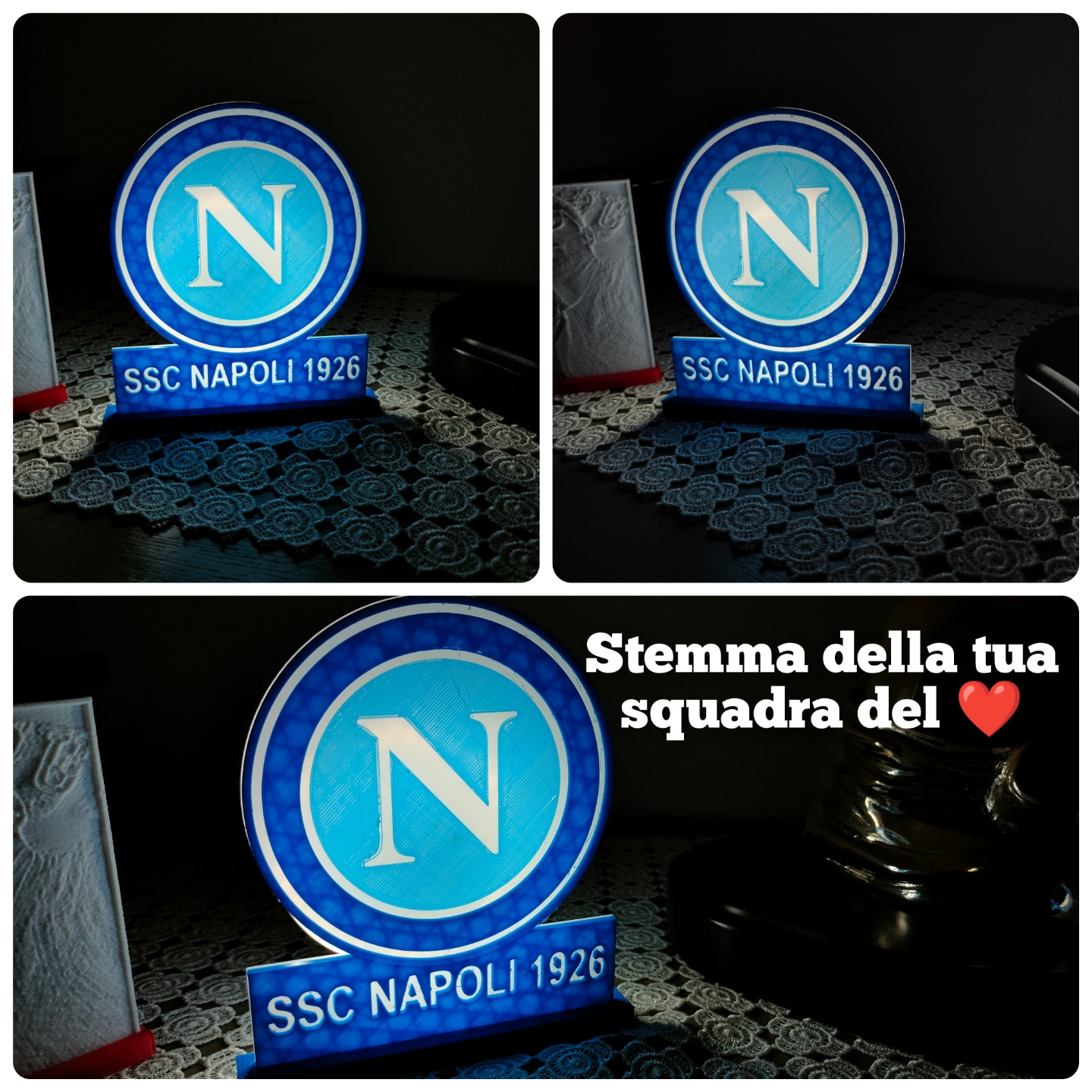 lamp napoli by 3dprint-k81 household decor fc calcio seriea 3D print model - Mito3D