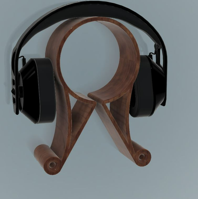 minimalistisch kopfhörer stand by reichweitenbär hobby diy musik zubehörteil haus headset halter unterstützung holz filament nützlichl werkzeug 3d print model - Mito3D