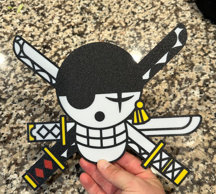 stück zoro pirat flagge logo by sabine schoen haushalt dekor anime zeichen mehrfarbig drucken ams x1 kohlenstoff kunst 2024 mauer anzeige zubehör 3d print model - Mito3D