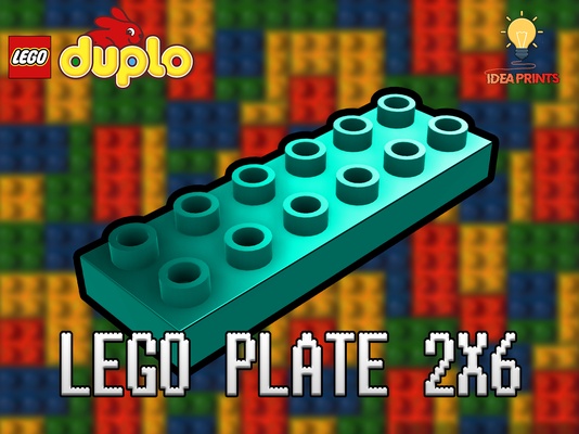 ladrillo duplo plato 2x6 98233 by idea huellas dactilares juguetes juegos construcción conjuntos 2x6brick placa legoduplo doble 3d print model - Mito3D