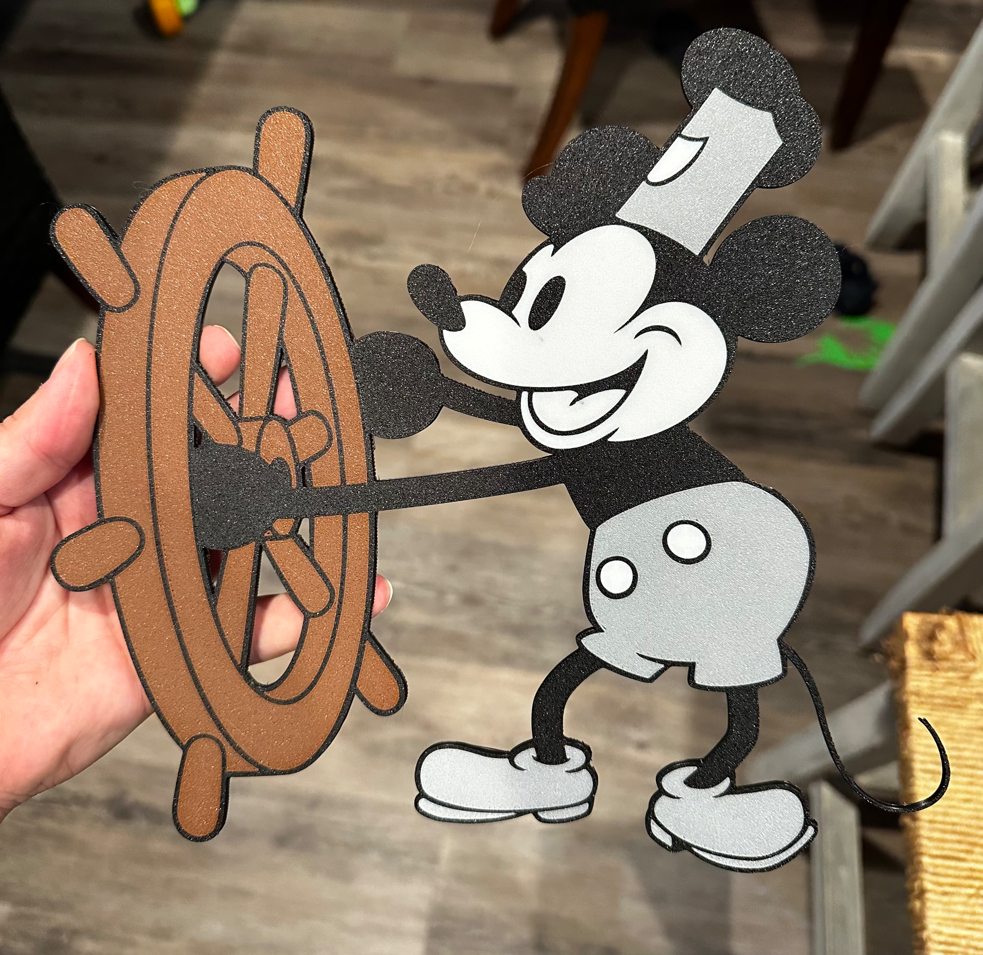 steam boat willie wall art by atyourleasureprints household decor disney disneydecor 2d disneyland disneyworld mickey steamboat minnie micke ams 4color textured build plate 3D print model - Mito3D