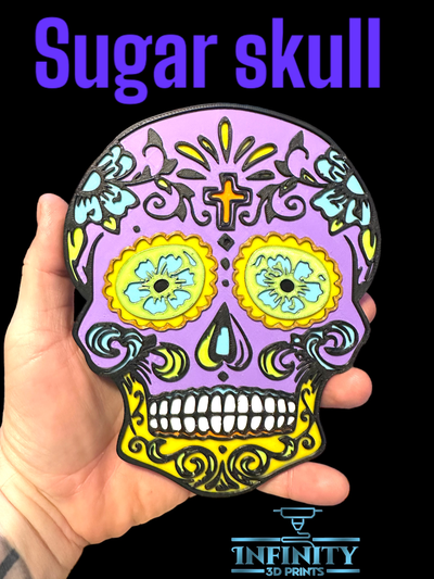 sugar skull by infinity 3d prints art 2d suagr colorful easy fun mexican 3d print model - Mito3D