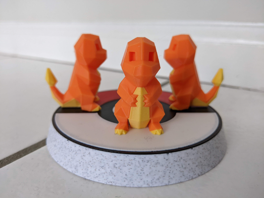 low poly charmander multicolore supporti remixato by dc573d miniature animali pokemon pokeball nintendo 3d print model - Mito3D