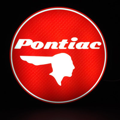 1930 1956 pontiac logo led lumière boîte by protofusion art panneaux logos voitures voiture véhicule 1930s 1940s 1950s classique signe lampe boite lumières ams fanart multicolore 3d print model - Mito3D