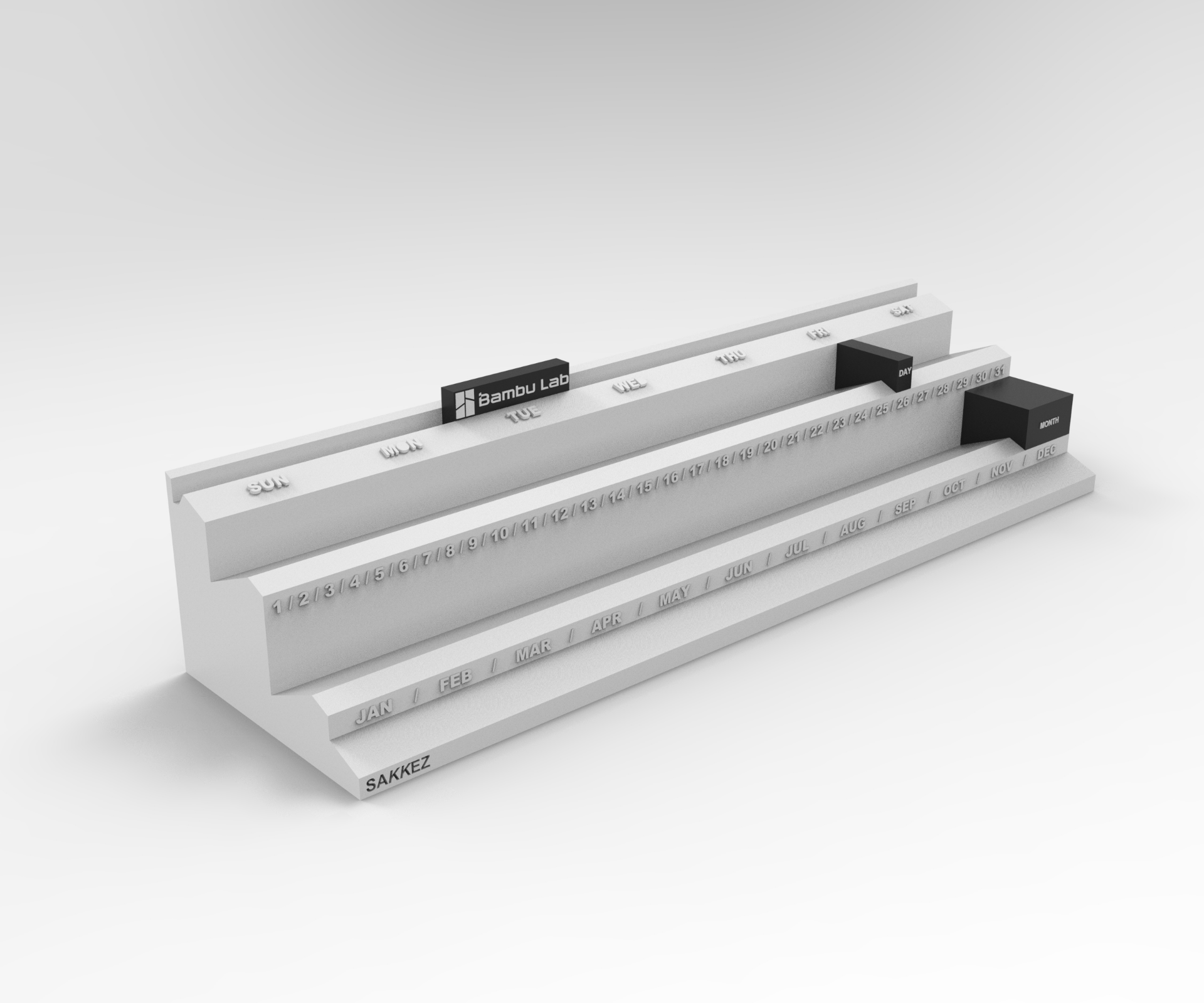 sıra daimi takvim by satranç oynamak oyunlar ev halkı dekor gün etiket ay yıl nihai bambulab bambu laboratuar x1c p1s p1p a1 mini kolay yazdır no destek gerekli ams 3D print model - Mito3D