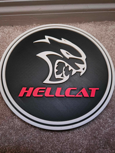 dodge hellcat sign by 3dg designs art signs & logos garage decor challenger srt charger durango truck man cave logo ram enthusiast 3d print model - Mito3D