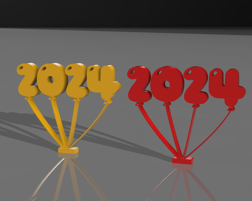 happy year 2024 version 1 by magic studio 3d household festivities happynewyear newyear newyear2024 decoration calendar ams color multicolor easyyprint easyprint 3d print model - Mito3D