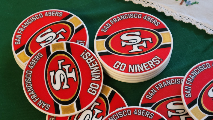 sf 49ers sottobicchieri 2 stili go niners by kabendesign arte segni loghi sottobicchiere calcio san francisco squadra logo fan super ciotola nfc ovest campione 3d print model - Mito3D