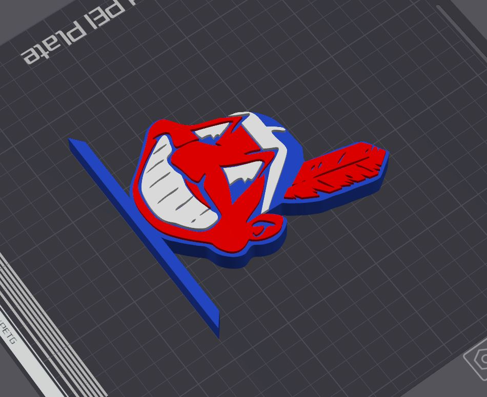 cleveland indios logo mesa estante soporte by 5kyrunn3r arte señales logos guardianes ohio america estados unidos mlb liga béisbol indio von firmar tribu der jefe wahoo ams listo 3D print model - Mito3D