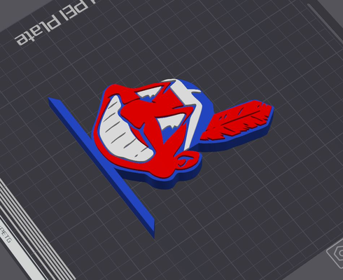 cleveland índios logotipo tabela ficar pé by 5kyrunn3r arte sinais logotipos guardiões ohio américa eua mlb principal liga beisebol indiano von placa tribo der chefe wahoo ams pronto 3d print model - Mito3D