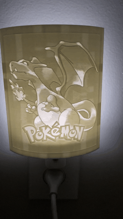 pokémon rot nacht licht lithophan charizard by 3d druckt woche haushalt dekor game boy nintendo kinder zimmer spiel 3d print model - Mito3D