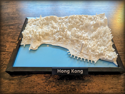 hong kong 3d miniature by jarvizar miniatures china asia city cityscape geography terrain map hongkong mini frame diy 3d print model - Mito3D