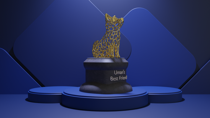 chien trophée my is ami by ciuf ménage décor médaille maître animal concours mignonne trophées prix art voronoi 3d print model - Mito3D