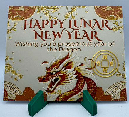 hueforge happy lunar year card by taikounou art 2d chinese 2024 dragon 3d print model - Mito3D