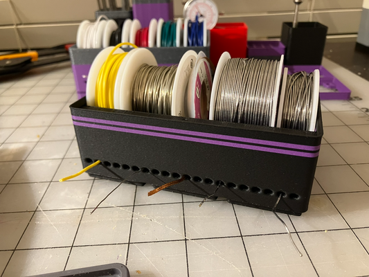 gridfinity universal 55mm spool holder by captainkeytar tools organizers soldering wire organizer 3d print model - Mito3D