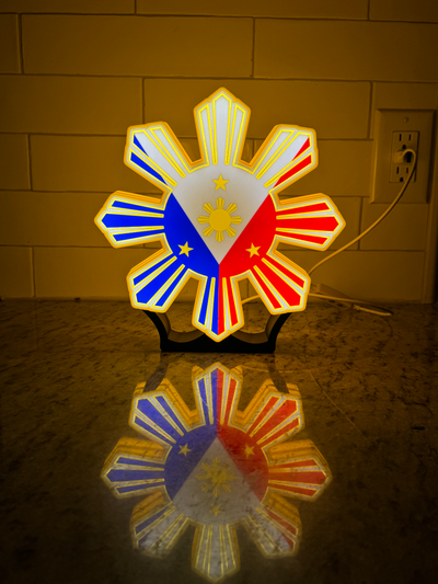 filipino flagge licht box by beereschwarz kunst zeichen logos philippinen 3d print model - Mito3D