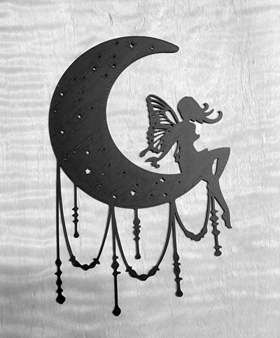 fee on mond 2 mauer kunst by lutscher holzarbeiten 2d silhouette boho himmlisch 3d print model - Mito3D