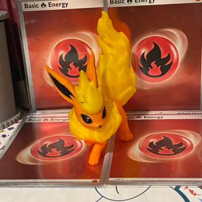 coloreado flareon remezclado by markharris1989 miniaturas criaturas eevee pokemon eeveelution color lindo 3d print model - Mito3D