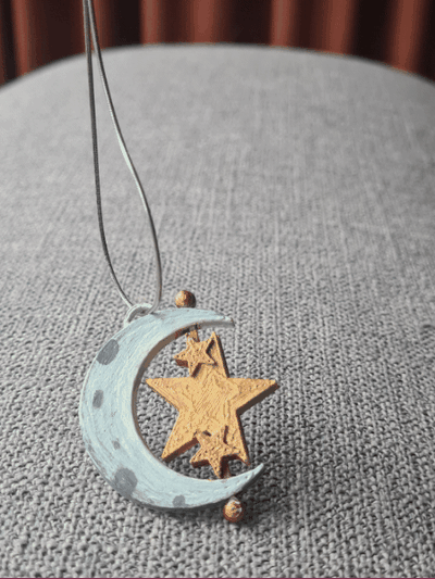 moon fidget pendant by ashandrose fashion jewelry necklace fidgdet stars galaxy space charm chain 3d print model - Mito3D