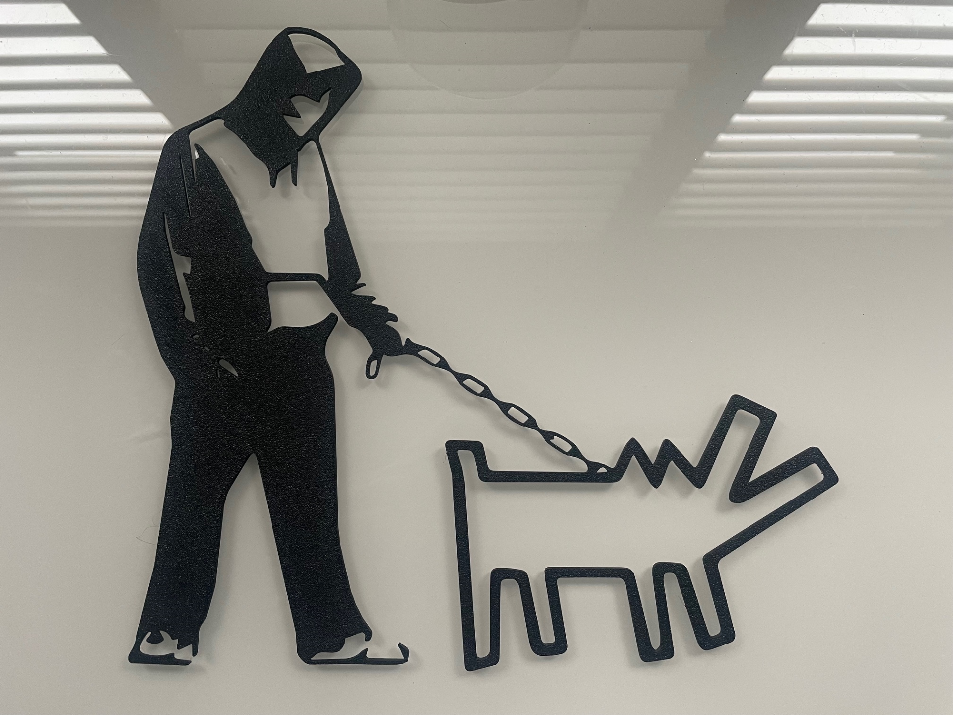 banksy adam köpek by erkek geyik 3d ev halkı dekor duvar sanat adam telsizler modern yazısı yatak odası destek yok desteğe gerek no destekler hızlı yazdır 3D print model - Mito3D