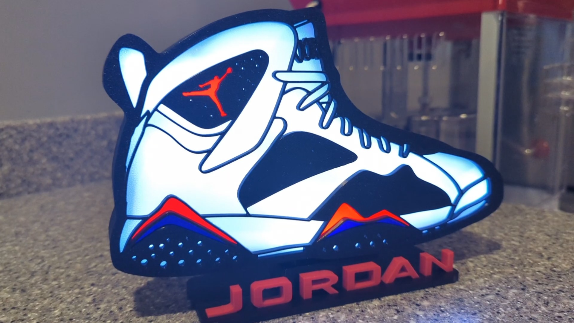 air jordan 7 3d faceplate lightbox stand by dakjones82 household decor shoe michael nike mj jordans jumpman led display sign 3D print model - Mito3D