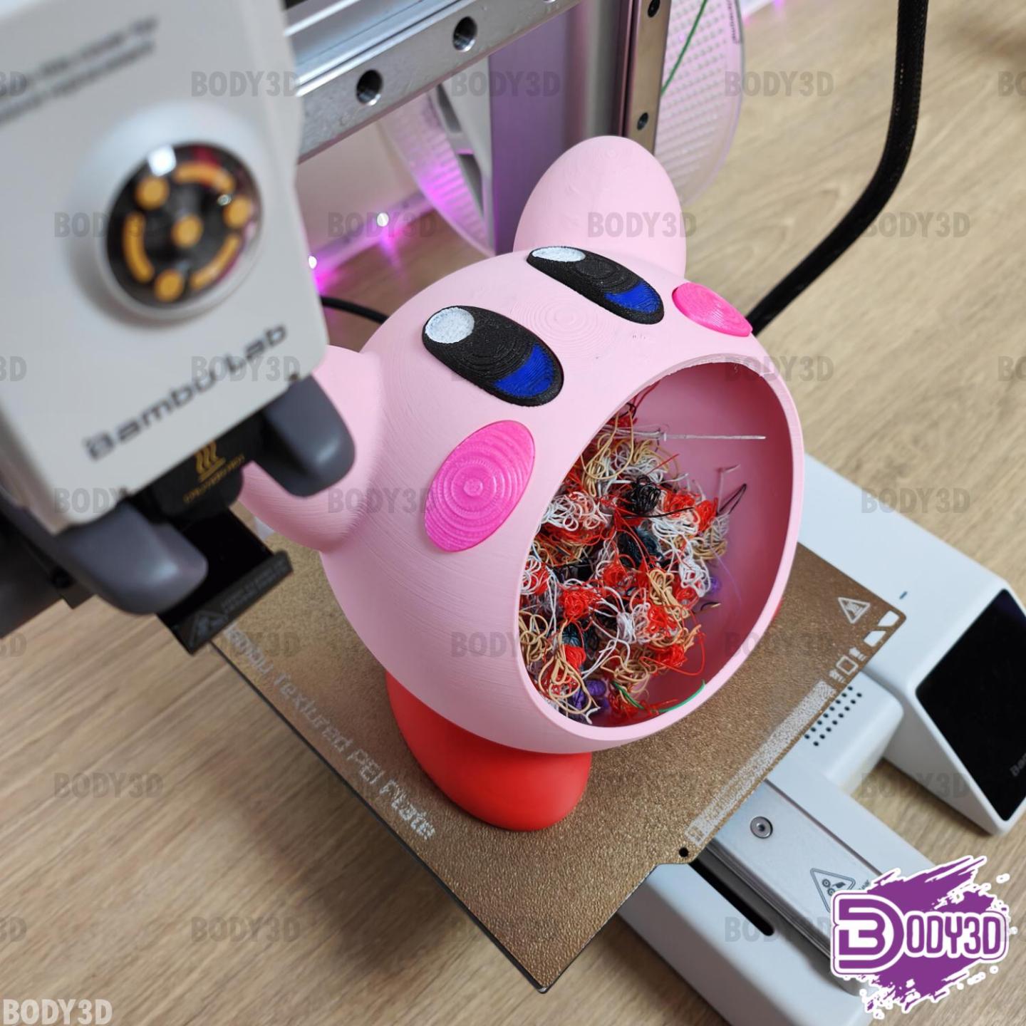 kirby abfall esser by body3d 3d drucker zubehör nintendo essen werkzeug unterstützung cool spaß glücklich no multi box poop a1 mini a1mini frei spülen spülen kreatur lol kawaii behälter niedlich komisch retro spiel gaming 3D print model - Mito3D