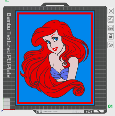 ariel meerjungfrau leuchtkasten by downeast3d kunst zeichen logos disney animiert 3d print model - Mito3D