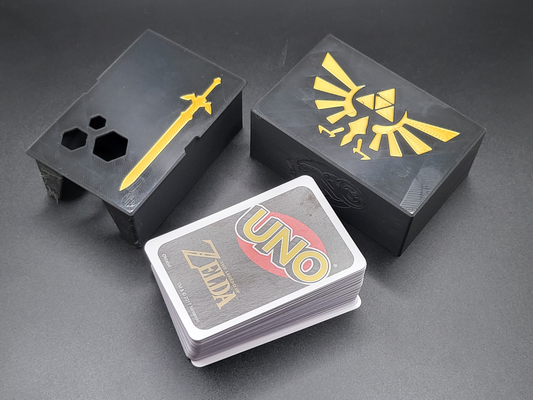 uno card box - zelda design by nweishar toys & games board unobox unocard unocards unos master sword mastersword triforce tri force legend of cards boxes 3d print model - Mito3D