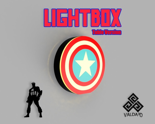 capitano america scudo lightbox by valda3d arte modelli luce lampada guidato meraviglia capitano filamento multicolore bambolotto ams lightboxhalloween 3d print model - Mito3D