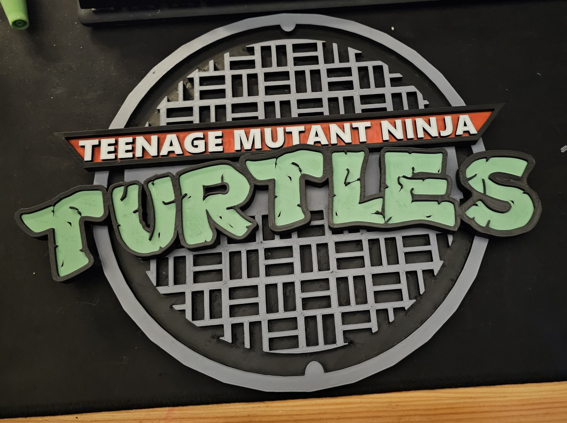 tmnt sewer logo by 3d6 designs art signs & logos teenage mutant ninja turtles sign decor wall multicolor nerd decoration gift bambu 3D print model - Mito3D