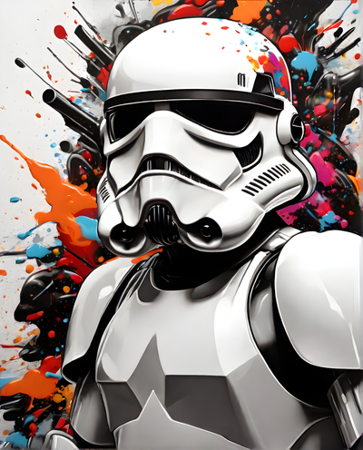 stormtrooper splatter art fanart - a hueforge leonardo ai crafted model by riko 2d storm trooper star wars hue forge 3d print model - Mito3D