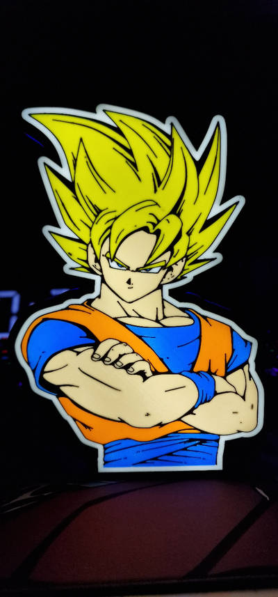 son goku super saiyan dragonball z lightbox led lamp by nico91 art signs & logos anime characters light ledlamp wall mancave decoration 3d print model - Mito3D