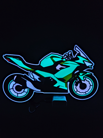 kawasaki ninja licht box by l3d kunst zeichen logos motorrad fahrrad geschwindigkeit led lampe gelenktyp leuchtkasten lichtkunst bar 3d print model - Mito3D