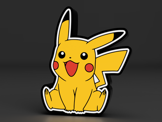 pikaçu oturma led hafif kutu pokemon by lozagon1234 sanat işaretler logolar ışık 3d print model - Mito3D