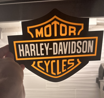 harley davidson logo ligero caja by cajas luz dylans pasatiempo bricolaje diy electrónica led lámpara ligera 3d print model - Mito3D