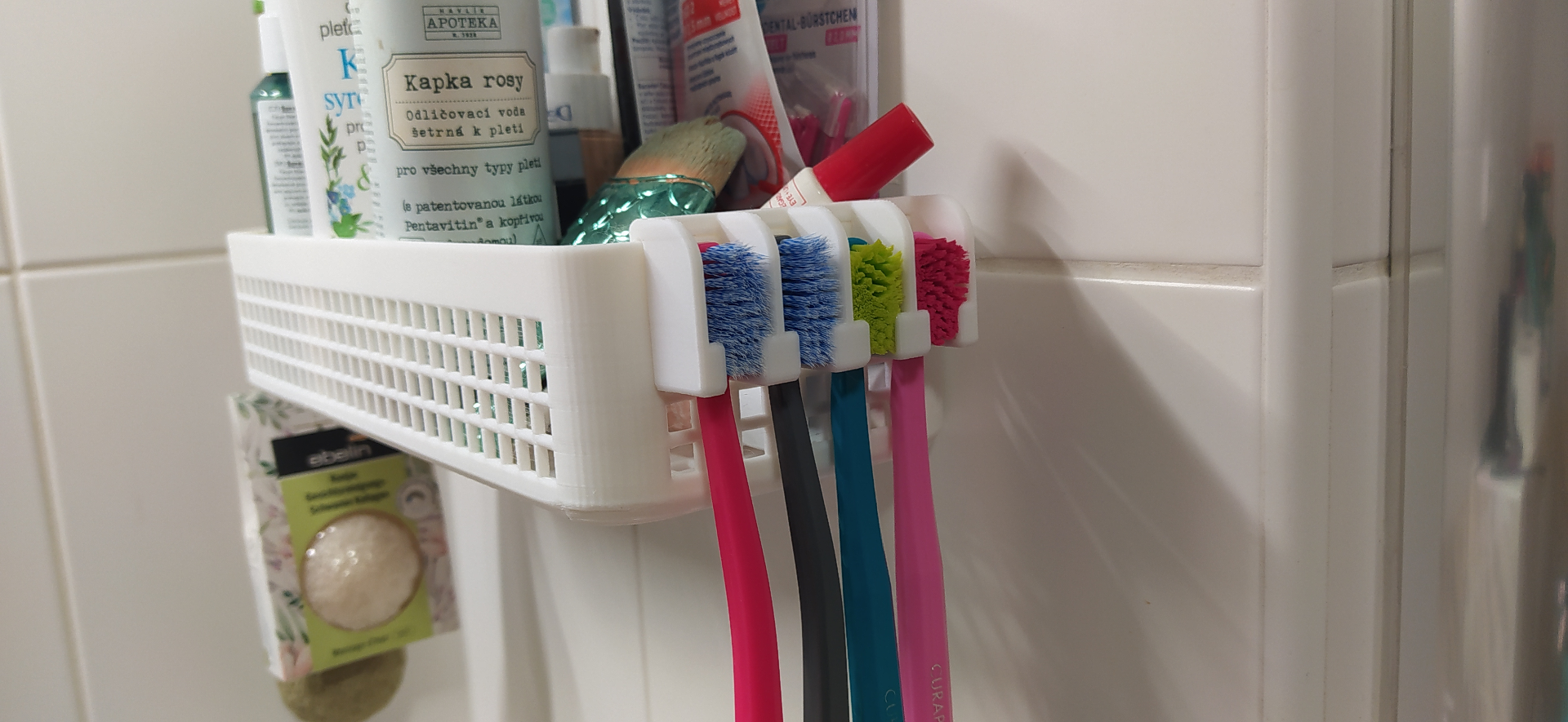 bathroom shelfs toothbrush holders by radimkabatek household decor accessory tooth brush shelf tootbrush holder 3D print model - Mito3D