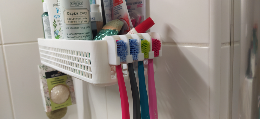 bathroom shelfs toothbrush holders by radimkabatek household decor accessory tooth brush shelf tootbrush holder 3d print model - Mito3D