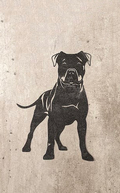 2d staffordshire terrier mur art by angry p1p chien mural tatouage 3d print model - Mito3D