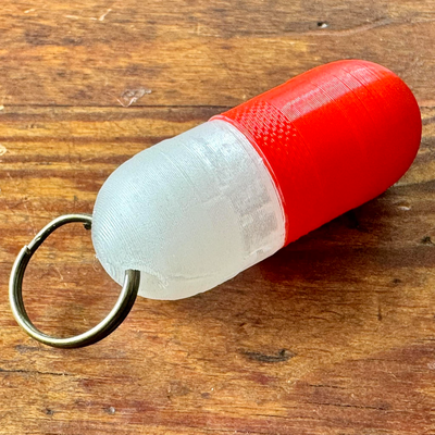 pill keychain emergency holder by faran3d tools gadgets sos keytag medicine 3d print model - Mito3D