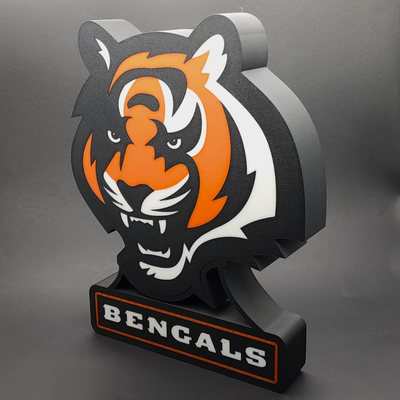 cincinnati bengals led light box - tiger logo by protofusion art signs & logos cincinnatibengals ohio football nfl sign ledlight lights wled lightbox ws2812b afc north lamp multicolor ams fanart lampbox 3d print model - Mito3D